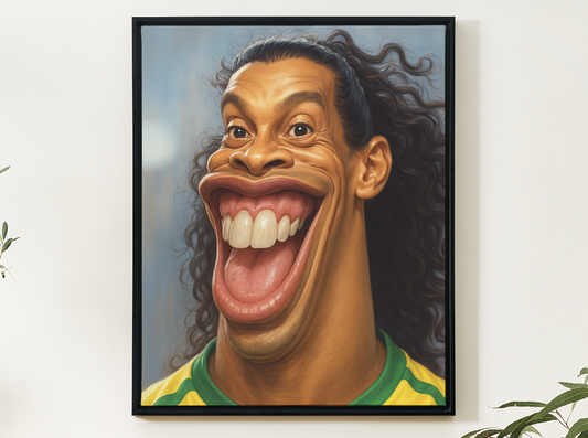 Ronaldinho Exaggerated Portrait Digital Poster